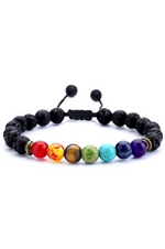 Load image into Gallery viewer, 7 CHAKRA CRYSTAL BRACELET WITH LAVA STONE DIFFUSERS image 0
