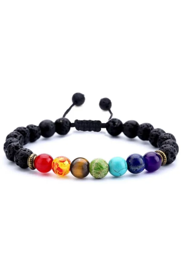 7 CHAKRA CRYSTAL BRACELET WITH LAVA STONE DIFFUSERS image 0