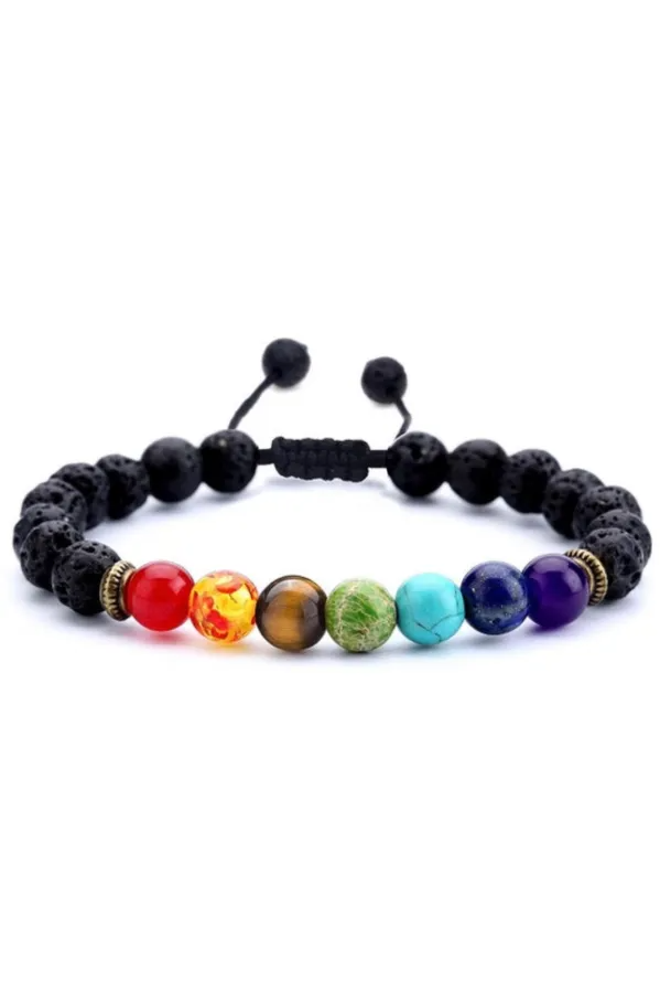 7 CHAKRA CRYSTAL BRACELET WITH LAVA STONE DIFFUSERS