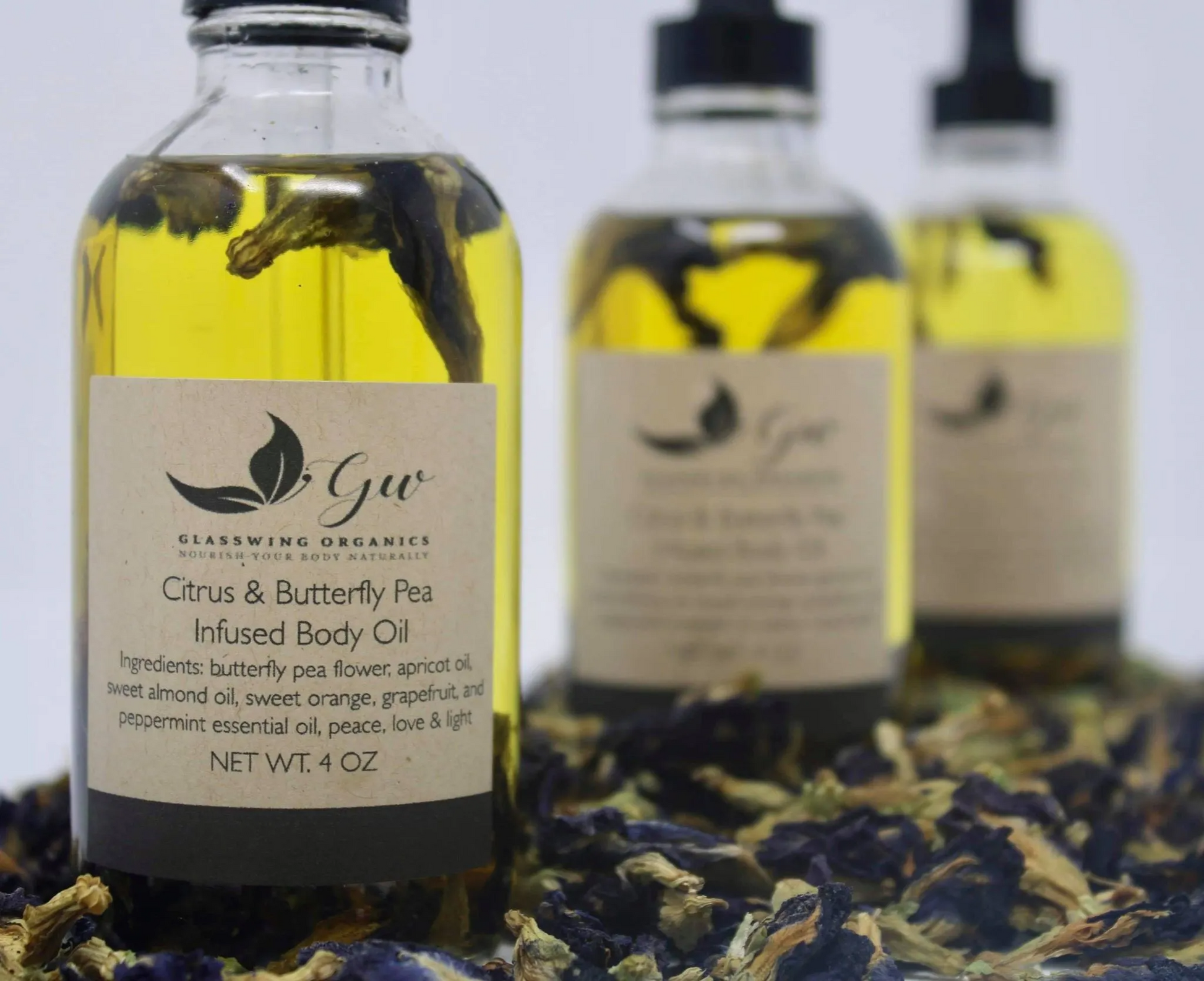 CITRUS & BUTTERFLY PEA INFUSED BODY OIL – GlassWing Organics