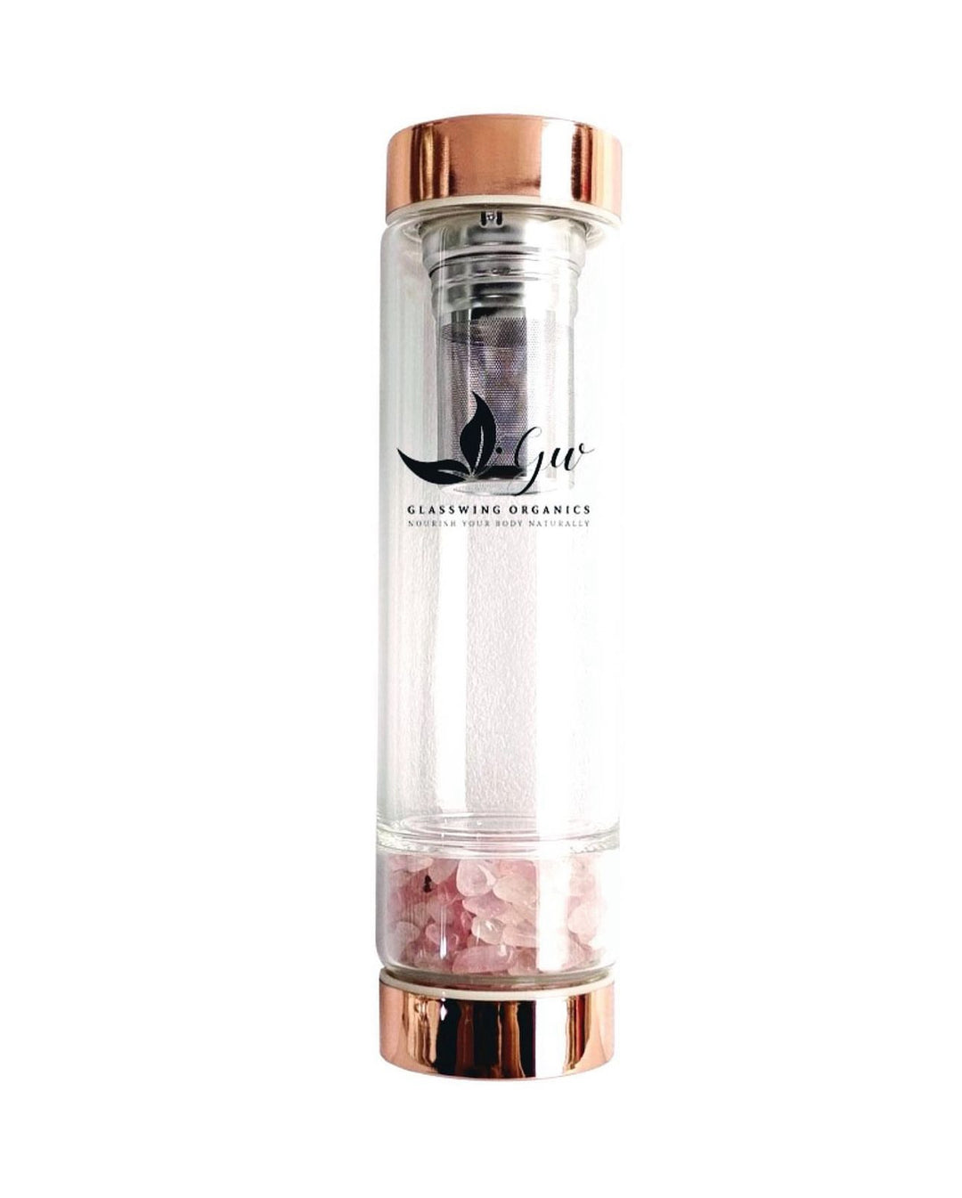 Infuser Beverage bottle with quartz crystals & travel sleeve image 0