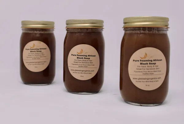 FOAMING AFRICAN BLACK SOAP FACE HAIR & BODY WASH image 1