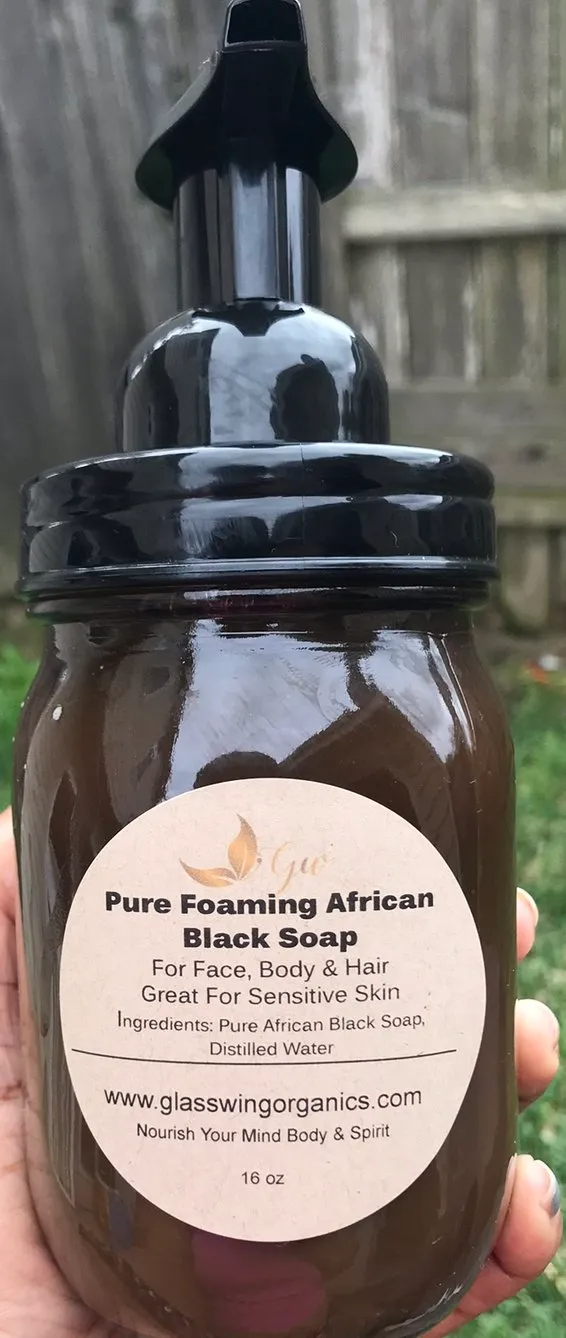 FOAMING AFRICAN BLACK SOAP FACE HAIR & BODY WASH image 0